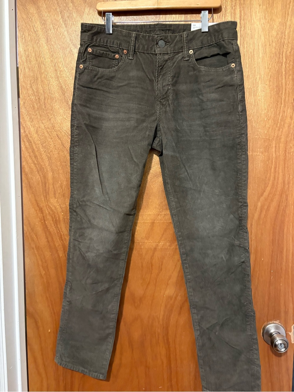 American Eagle Outfitters Slim Lived-In Corduroy Jeans in Olive